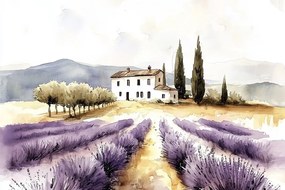 Fotótapéta Flizelina Tájkép Olaszország Toszkána Olíva Levendula 208x146 ragasztó