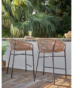 Bézs fém-párnázott kerti bárszék Yanet – Kave Home