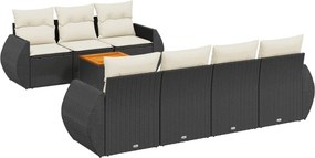 vidaXL 8 részes fekete polyrattan kerti ülőgarnitúra párnákkal
