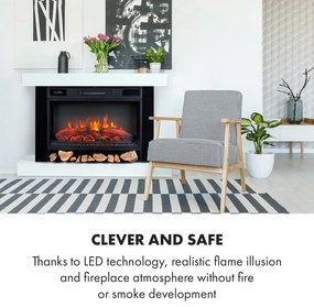 Klarstein Vulsini Hideaway, elektromos kandalló, 1900 W, LED technológia, távirányító, fehér