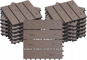 Wpc teraszburkoló lapok 30x30 cm-es fa megjelenésben, barna 11 db/1 m²