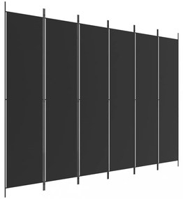 6 paneles fekete szövet térelválasztó 300x220 cm