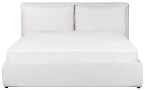Törtfehér bársony ágyneműtartós franciaágy 160 x 200 cm BAJONNA Beliani