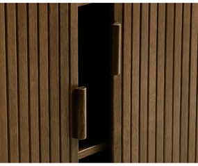 Barna szekrény tolóajtóval, tölgyfa dekorral 113x90 cm Cavo – Unique Furniture