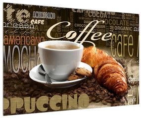 Kávé és a croissant kép (90x60 cm)