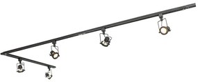 Ipari sínrendszer fekete 5 spotlámpával, 1 fázisú - Suplux
