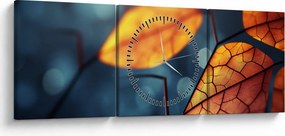 Kép - A levelek textúrája (órával) (90x30 cm)