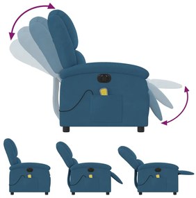kék bársony elektromos dönthető masszázsfotel