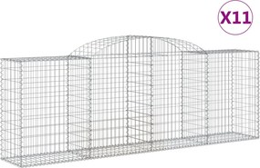 vidaXL 11 db íves horganyzott vas gabion kosár 300 x 50 x 100/120 cm