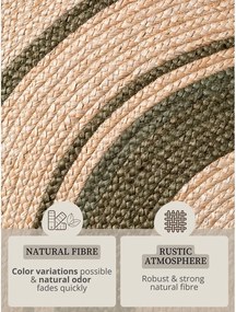 Natúr színű kétoldalas-kézi szövésű juta kerek szőnyeg ø 150 cm Basil – Hanse Home