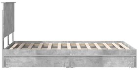 vidaXL Tárolós Ágy fejtámlával Beton Szürke 135 x 190 cm Faanyag