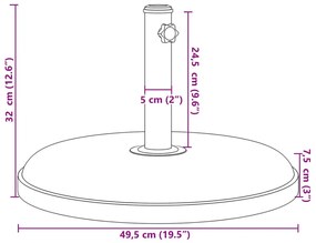 kerek napernyőtalp rúdhoz Ø32/35/38 mm 25 kg