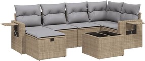 vidaXL 7 részes vegyes bézs polyrattan kerti ülőgarnitúra párnákkal