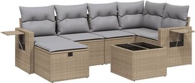 vidaXL 7 részes vegyes bézs polyrattan kerti ülőgarnitúra párnákkal