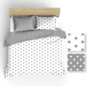 Ágyneműhuzat 160x200 szürke fehér pöttyös csillag dobozban