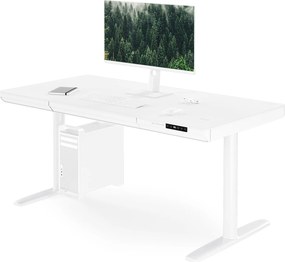 Elektromos ülő-álló íróasztal fiókkal és Qi vezeték nélküli töltővel fehér, 1400 mm: ELLIS
