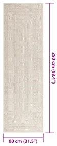 ZIZUR krém juta hatású beltéri és kültéri szőnyeg 80x250 cm