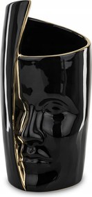 Váza fekete arany üveg fedél arc dekoráció
