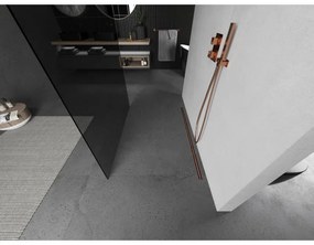 Mexen Kioto, Walk-In zuhany paraván 120 x 200 cm, 8mm szürke üveg, réz matt profil, 800-120-002-65-40
