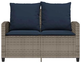 2 személyes szürke polyrattan kerti kanapé asztallal&amp;párnával