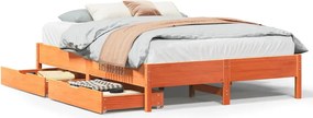 vidaXL viaszbarna tömör fenyőfa ágy matrac nélkül 140 x 200 cm
