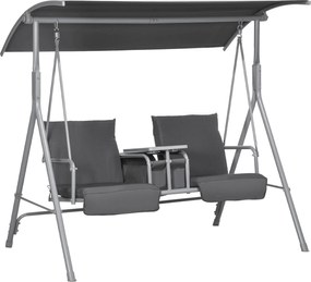 Outsunny Hollywood Hinta 2-Személyes Hinta Padlóval, Napernyővel, Kerti Hinta Táskával, 180 kg-ig terhelhető, Kertbe, Erkélyre, Fekete | Aosom