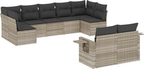 vidaXL 9 részes világosszürke polyrattan kerti ülőgarnitúra párnával
