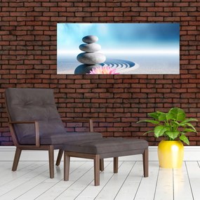 Homok, liliom és spa kövek képe (120x50 cm)