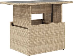vidaXL bézs polyrattan üveglapos kerti asztal 100 x 55 x 73 cm