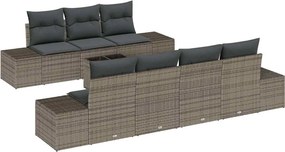 vidaXL Kerti Kanapé Szett párnával tárolóval 8 pcs Szürke polirattan