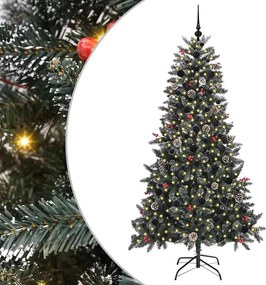 vidaXL Mű karácsonyfa 300 LED-del Zöld 180 cm PVC és Műanyag és Acél