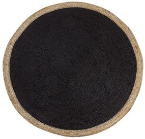 Kerek fekete jutaszőnyeg ⌀ 120 cm MENEMEN Beliani