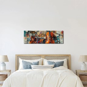 Kép - Hangszerek (órával) (90x30 cm)