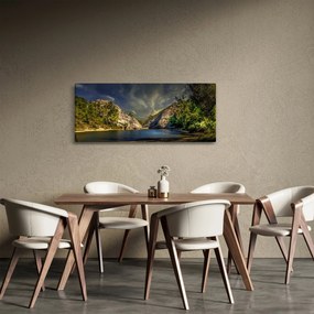Tájkép tóval (120x50 cm)