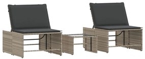 2 db világosszürke polyrattan napozóágy asztallal