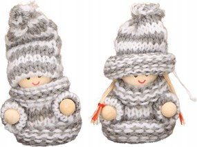 Karácsonyfa medálok kabalafigurák fehér-szürke 2 db 7cm