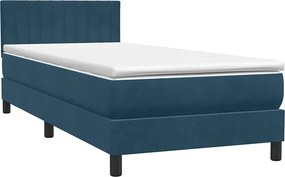vidaXL sötétkék bársony rugós ágy matraccal 80x210 cm