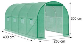 Fóliasátor 200x250x400 cm erősített vázzal+fólia