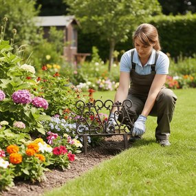 Leszúrható öntöttvas ágyásszegély, 26,5 x 27 cm