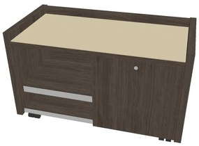 Verno mobil konténer 100 x 50 cm üveggel, bal, antracit tölgy / vanília