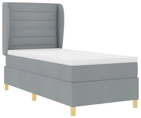 Boxspring Ágy Mattress-szel Világosszürkében, 100x200 cm Szövet