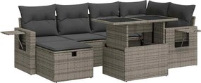 vidaXL 7 részes szürke polyrattan kerti ülőgarnitúra párnákkal