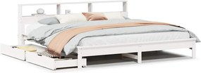 vidaXL fehér tömör fenyőfa könyvespolcos ágy matrac nélkül 180x200 cm