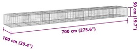 horganyzott vas gabion kosár fedéllel 700 x 100 x 50 cm