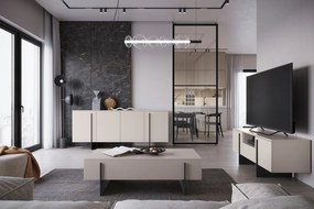 Larena komód 200 cm három fiókkal - kasmír / fekete lábak