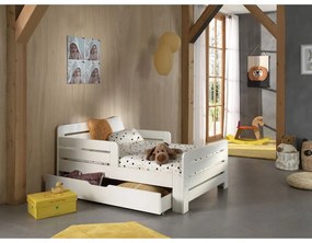 Fehér bővíthető borovi fenyő ágyneműtartós gyerekágy matraccal-ágyráccsal Jumper – Vipack