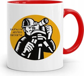 Piros Bögre Földmérőnek Bízz Bennem! fényképes nyomattal