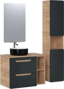 Eros SIMPLE 8 - PULTRA ültethető - Top Counter - porcelán mosdó- MATT FEKETE/FEHÉR - 36 x 36 x 13 cm