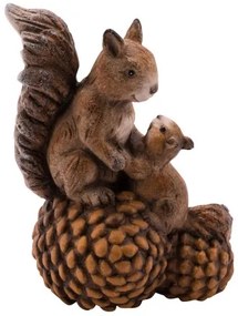 Mókusmama gyermekével kerámia húsvéti dekorfigura 8,5x13cm