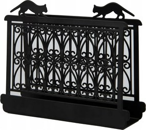 Fém szalvétatartó macska motívummal, fekete színben